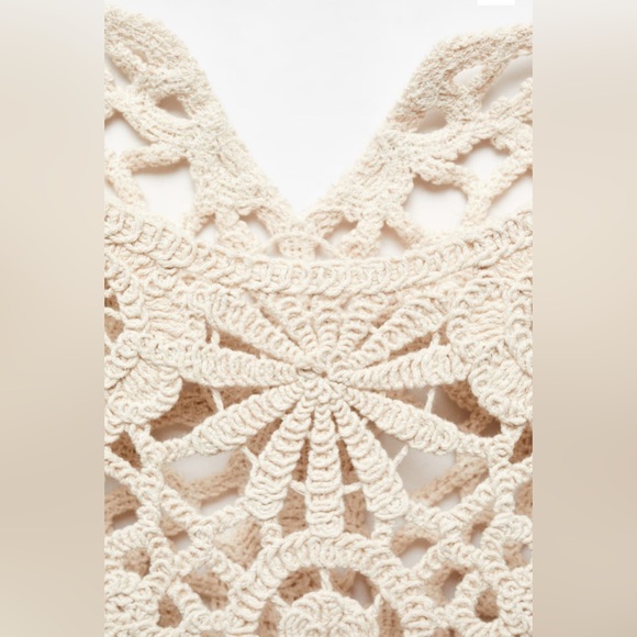 MANGO Elegant Crochet Lace Dress in Cream - Picture 5 of 10